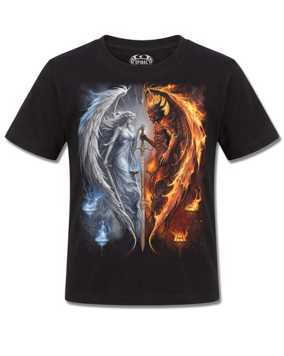 Spiral Angel & Demon design, front view on Black K121, Rock Off Retail official merch