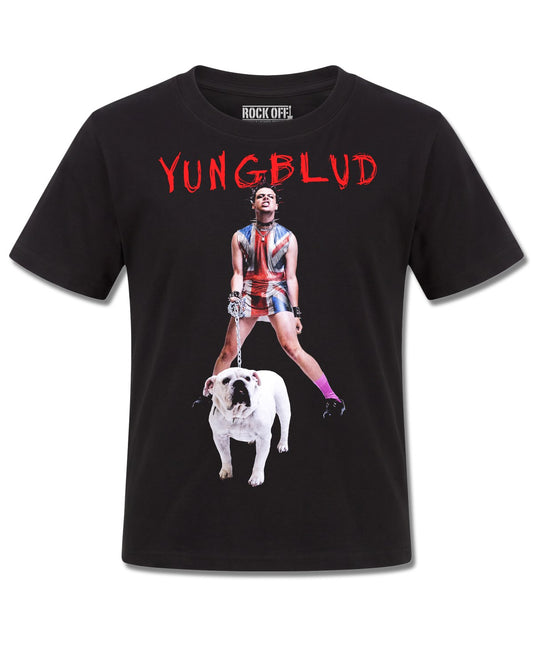 Yungblud Strawberry Lipstick (YUNGBLUD) design, front view on Black K121, Rock Off Retail official merch