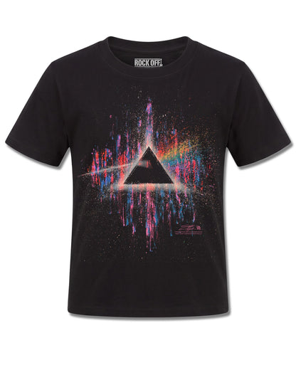 Pink Floyd Dark Side Of The Moon Pink Splatter (Pink Floyd) design, front view on Black K121, Rock Off Retail official merch