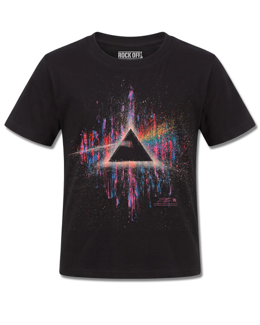 Pink Floyd Dark Side Of The Moon Pink Splatter (Pink Floyd) design, front view on Black K121, Rock Off Retail official merch
