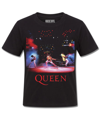 Queen Classic Crest (Queen) design, front view on Black K121, Rock Off Retail official merch
