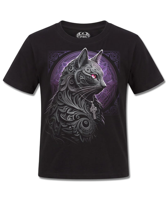 Spiral Celtic Whiskers design, front view on Black K121, Rock Off Retail official merch