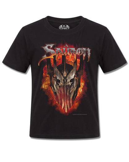 The Lord Of The Rings Sauron Metal Tee (The Lord Of The Rings) design, front view on Black K121