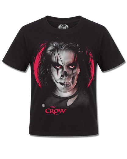 The Crow Skull Face (The Crow) design, front view on Black K121, Rock Off Retail official merch
