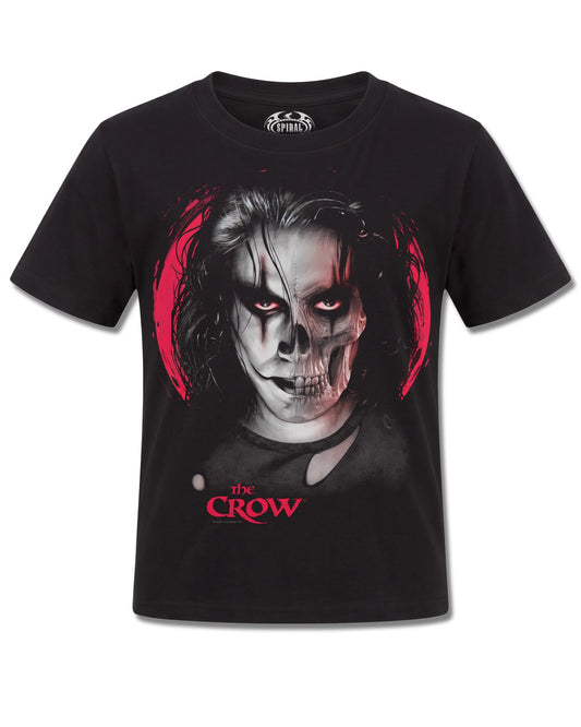 The Crow Skull Face (The Crow) design, front view on Black K121, Rock Off Retail official merch