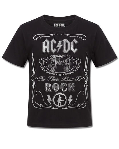 AC/DC Vintage Cannon Swig (AC/DC) design, front view on Black K121, Rock Off Retail official merch