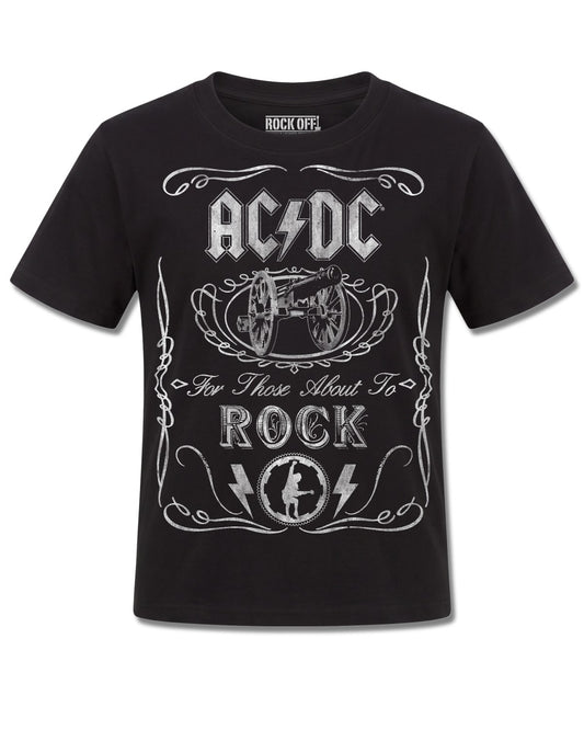 AC/DC Vintage Cannon Swig (AC/DC) design, front view on Black K121, Rock Off Retail official merch