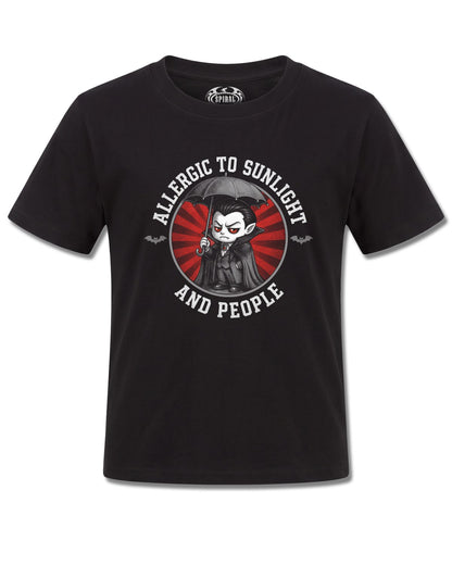 Spiral Allergies design, front view on Black K121, Rock Off Retail official merch