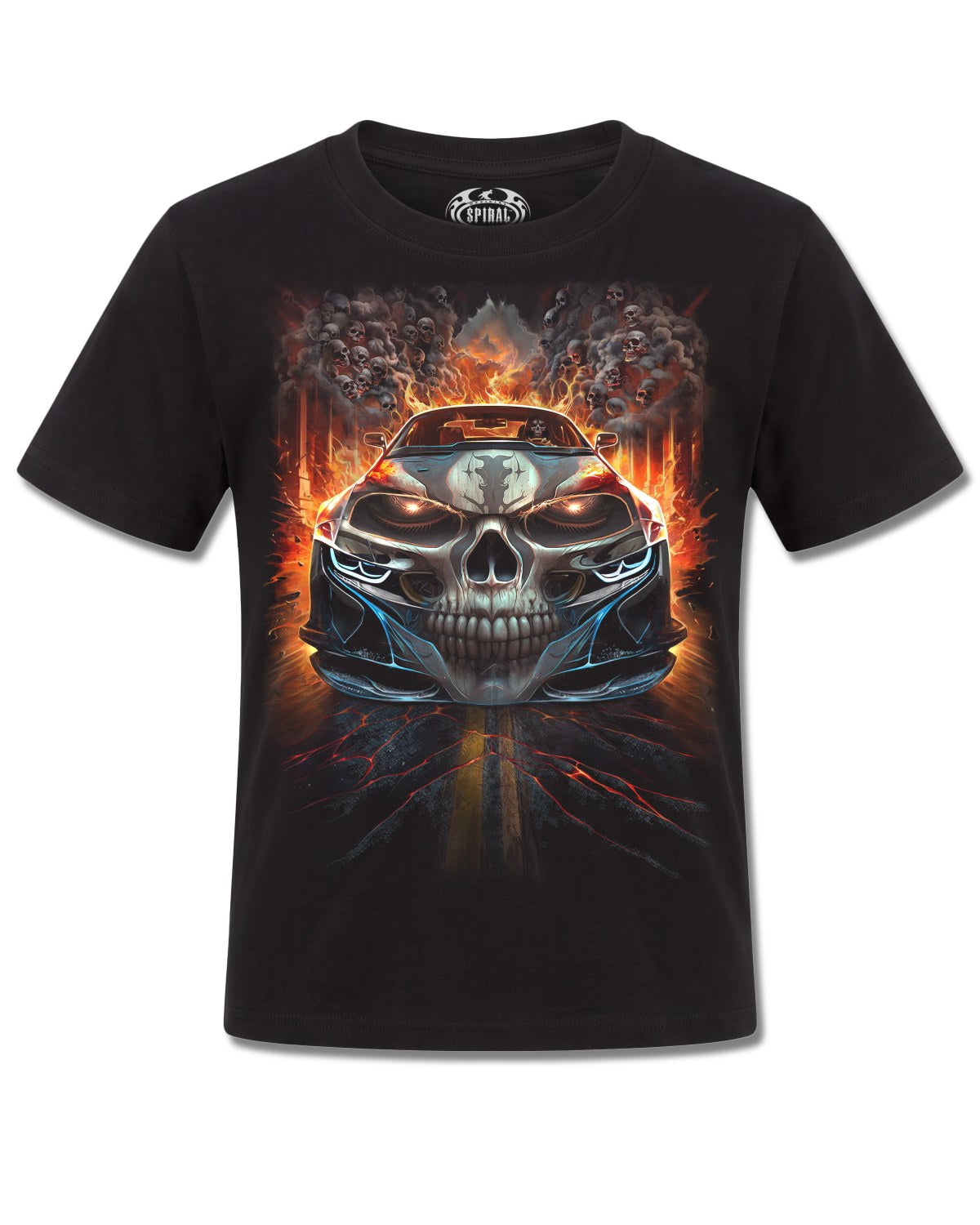 Spiral Speed Freak design, front view on Black K121, Rock Off Retail official merch