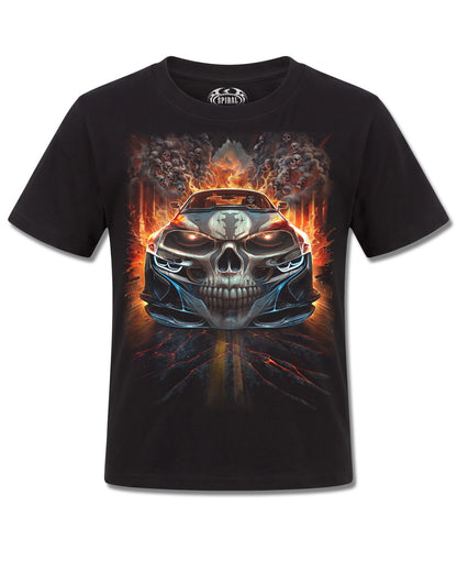 Spiral Speed Freak design, front view on Black K121, Rock Off Retail official merch