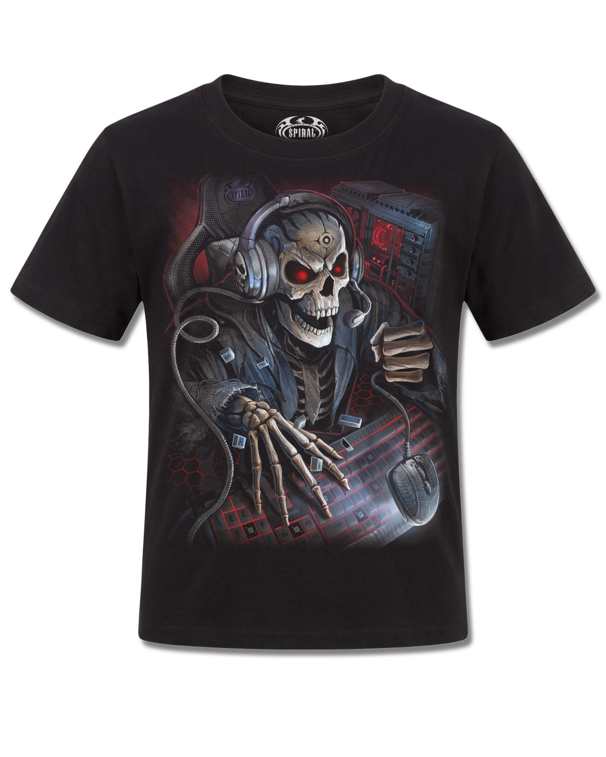 Spiral PC Gamer design, front view on Black K121, Rock Off Retail official merch