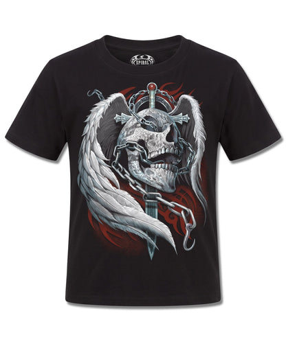 Spiral Enchained Soul design, front view on Black K121, Rock Off Retail official merch