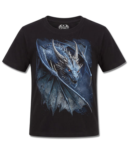 Spiral Storm Dragon design, front view on Black K121, Rock Off Retail official merch