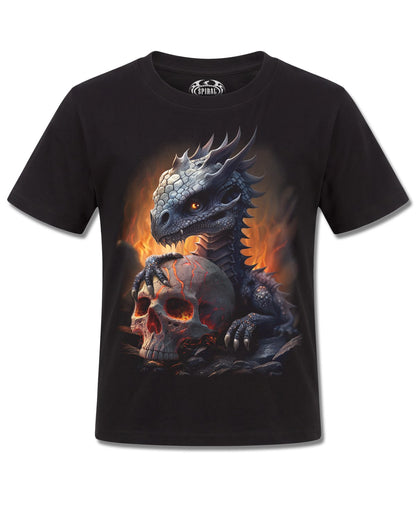 Spiral Hatchling design, front view on Black K121, Rock Off Retail official merch