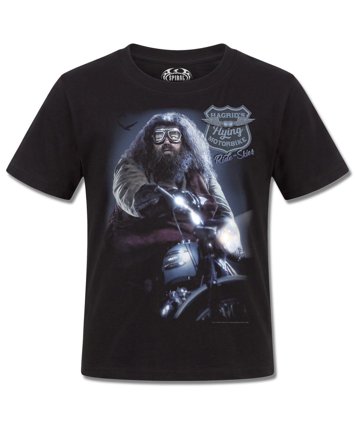 Harry Potter Hagrid Biker (Harry Potter) design, front view on Black K121, Rock Off Retail official merch