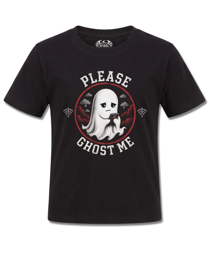 Spiral Ghost Me design, front view on Black K121, Rock Off Retail official merch