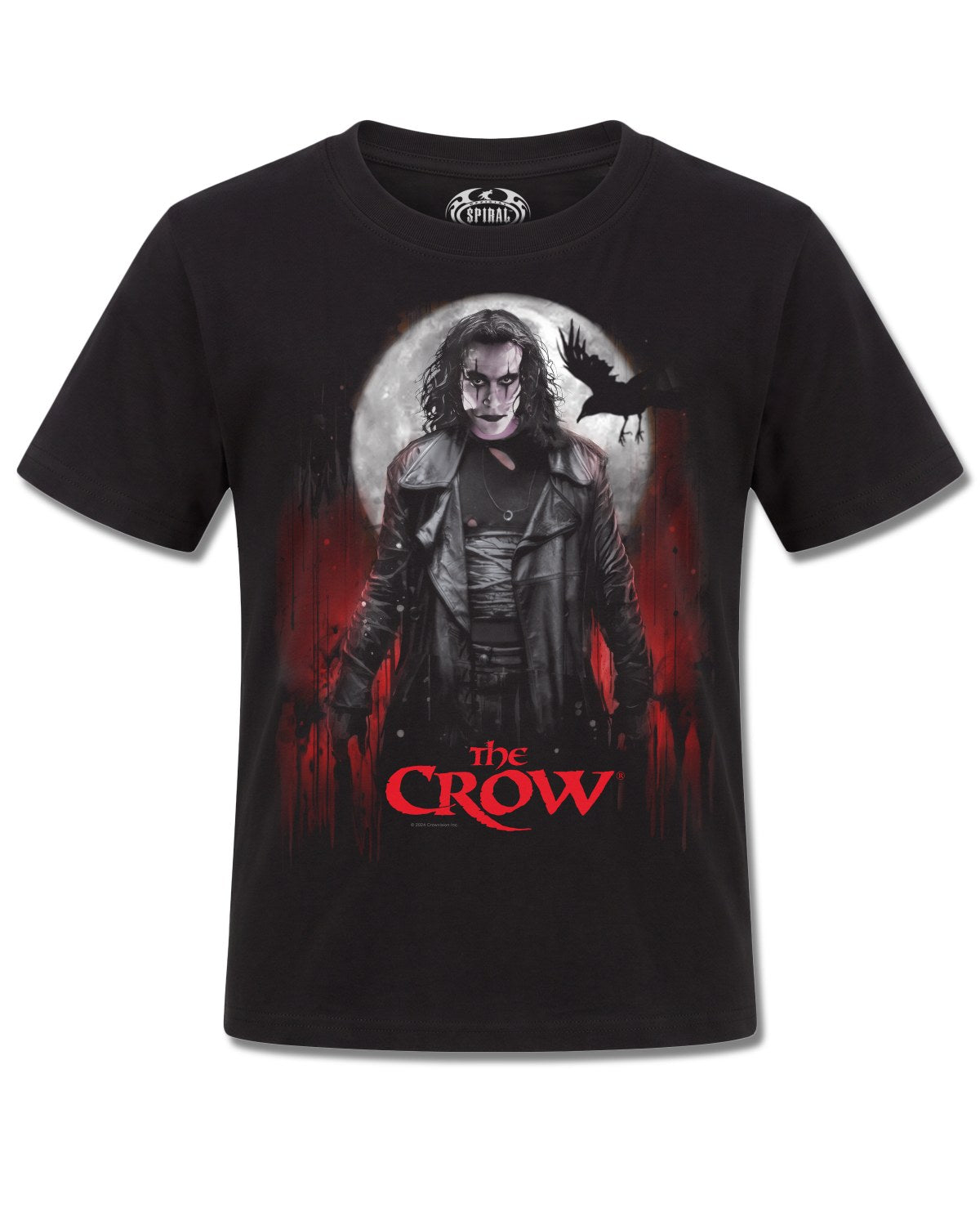 The Crow Blood Moon (The Crow) design, front view on Black K121, Rock Off Retail official merch