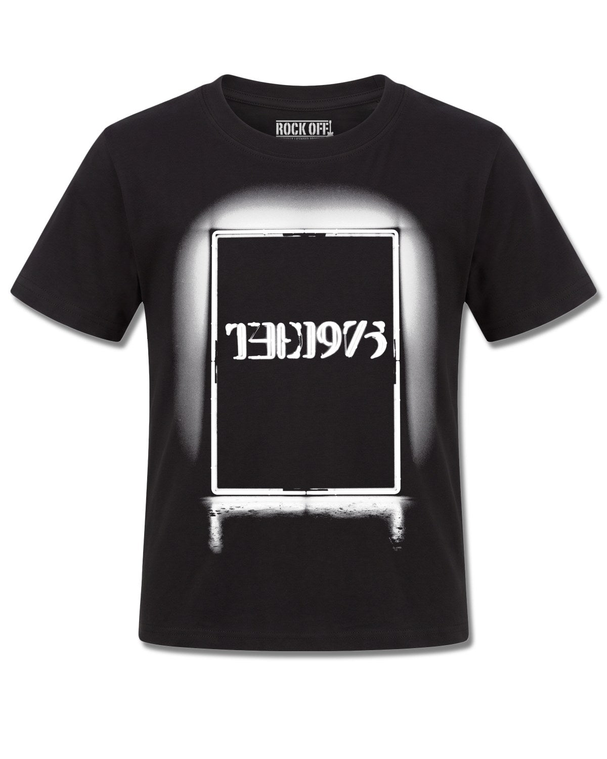 The 1975 Black Tour (The 1975) design, front view on Black K121, Rock Off Retail official merch