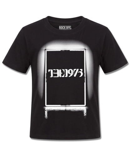 The 1975 Black Tour (The 1975) design, front view on Black K121, Rock Off Retail official merch