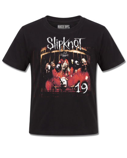 Slipknot Debut Album 19 Years (Slipknot) design, front view on Black K121, Rock Off Retail official merch