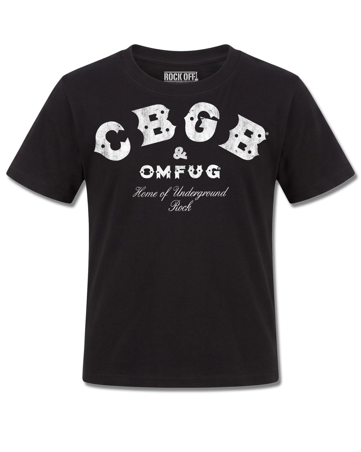 Cbgb Classic Logo (CBGB) design, front view on Black K121, Rock Off Retail official merch
