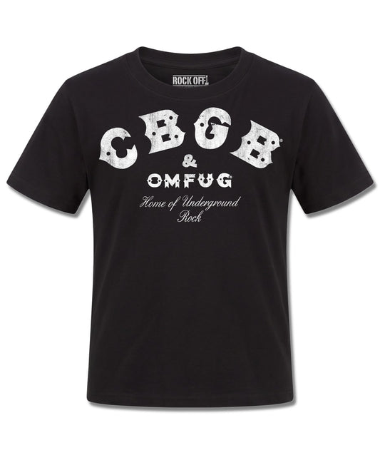 Cbgb Classic Logo (CBGB) design, front view on Black K121, Rock Off Retail official merch