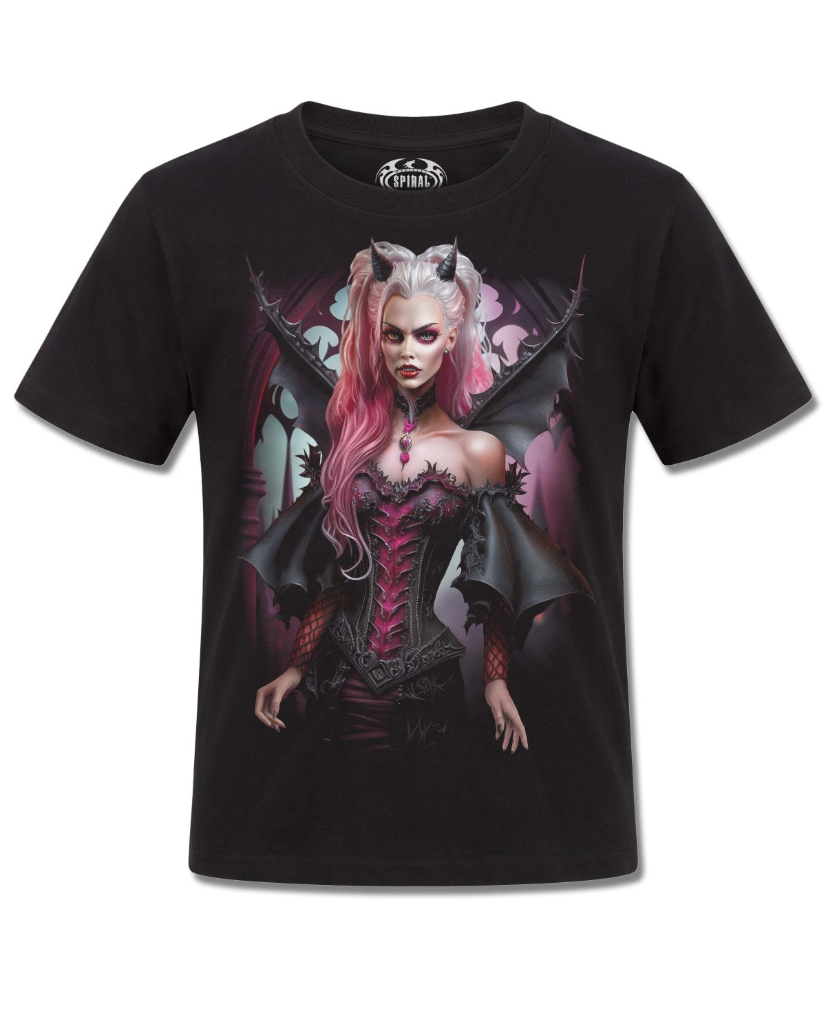 Spiral The Antibarb design, front view on Black K121, Rock Off Retail official merch