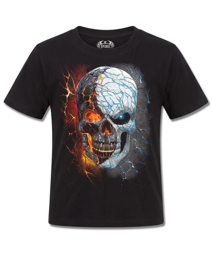 Spiral Divided Soul design, front view on Black K121, Rock Off Retail official merch