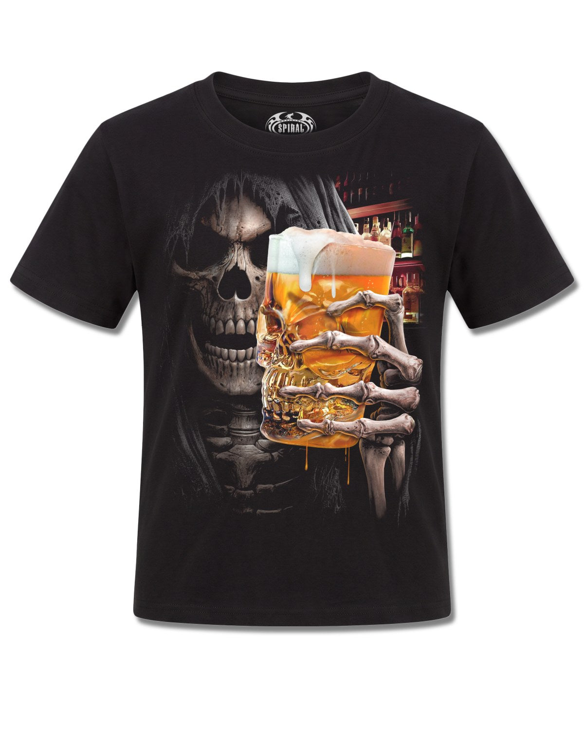 Spiral Live Loud design, front view on Black K121, Rock Off Retail official merch