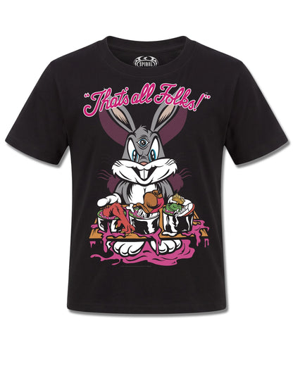 Looney Tunes Bugs Evil Bunny (Looney Tunes) design, front view on Black K121, Rock Off Retail official merch
