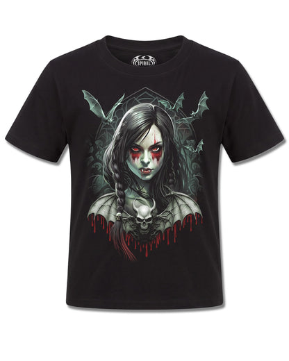 Spiral Hallow's Eve design, front view on Black K121, Rock Off Retail official merch