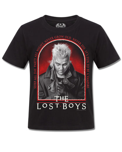 The Lost Boys Fun To Be A Vampire (The Lost Boys) design, front view on Black K121, Rock Off Retail official merch