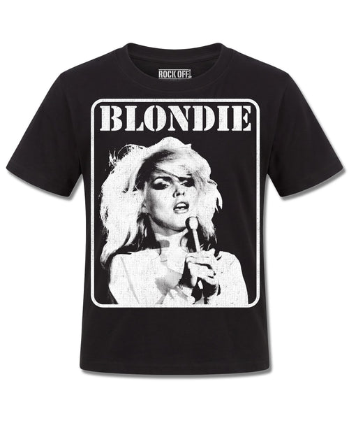 Blondie Presente Poster (Blondie) design, front view on Black K121, Rock Off Retail official merch