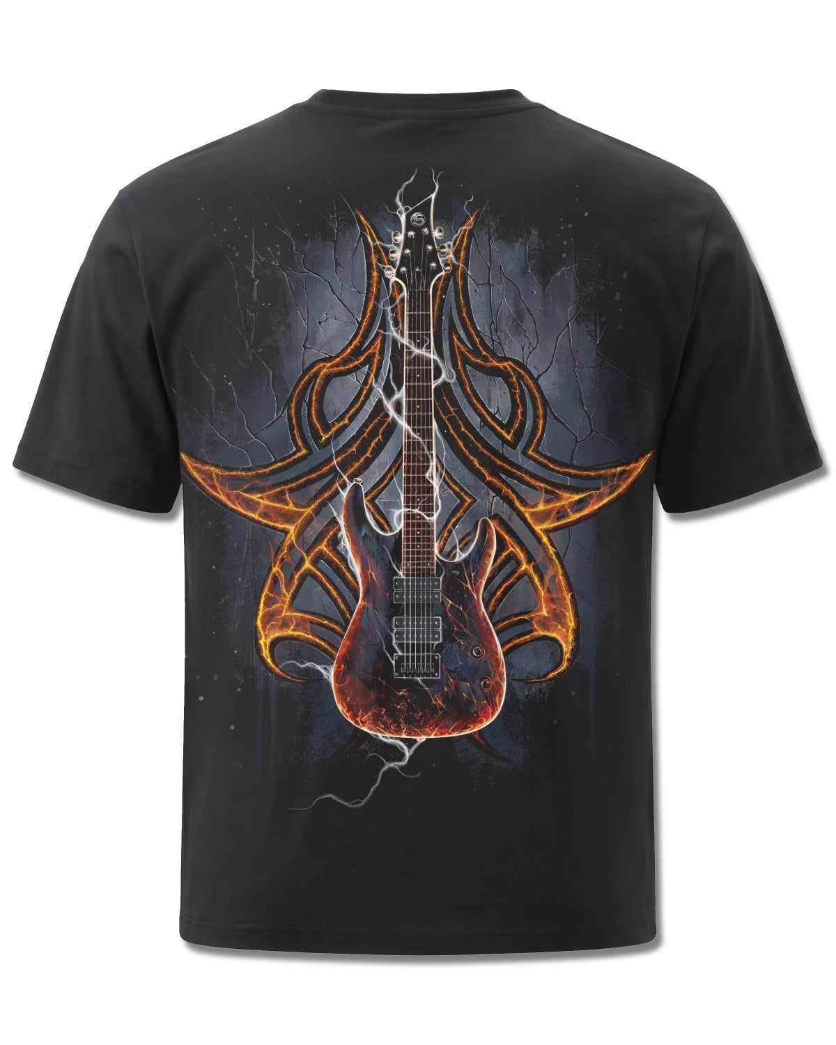Spiral Death Rocker design, back view on Black M101, Rock Off Retail official merch