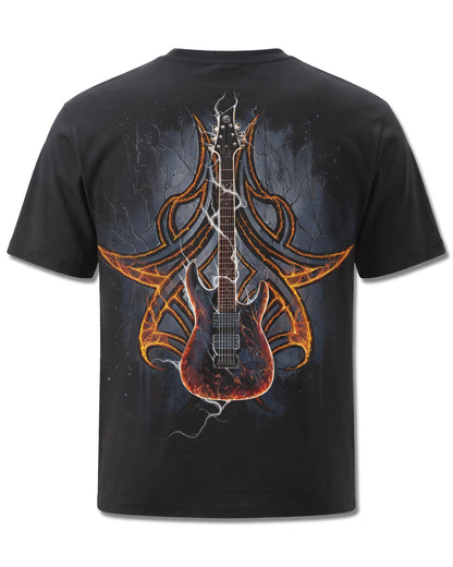 Spiral Death Rocker design, back view on Black M101, Rock Off Retail official merch