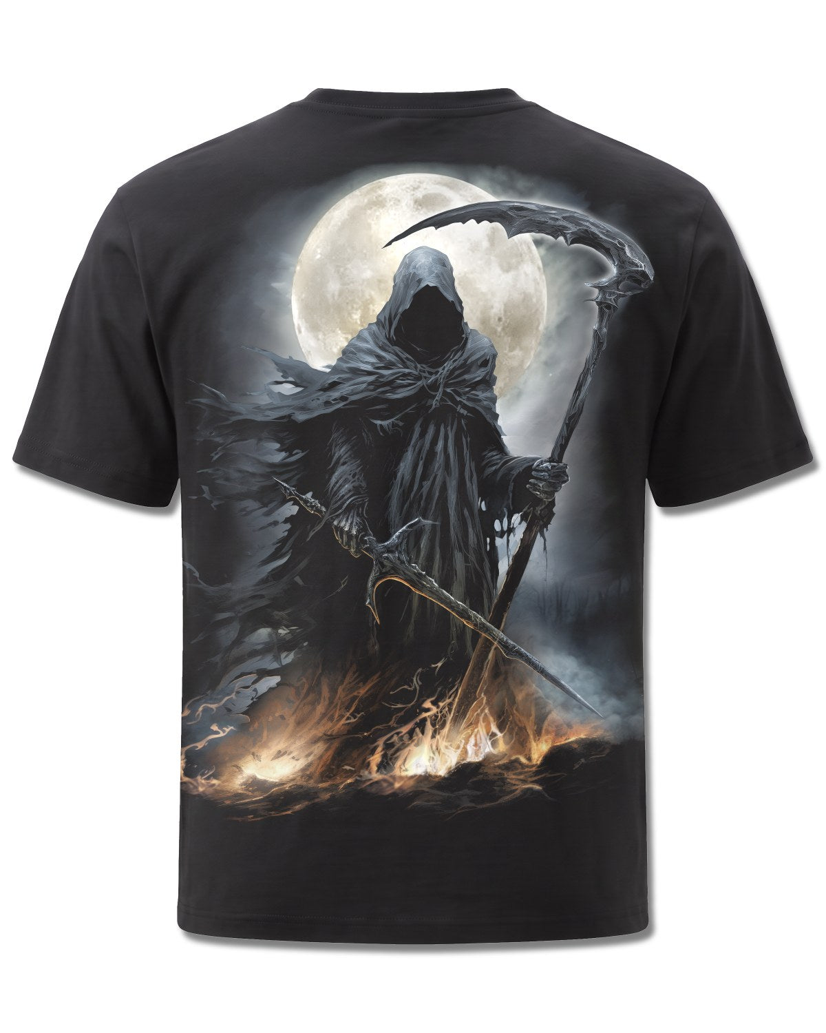 Spiral Shadow Rider design, back view on Black M101, Rock Off Retail official merch