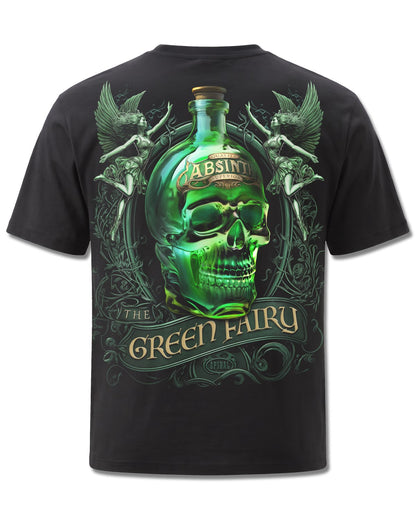 Spiral The Green Fairy design, back view on Black M101, Rock Off Retail official merch