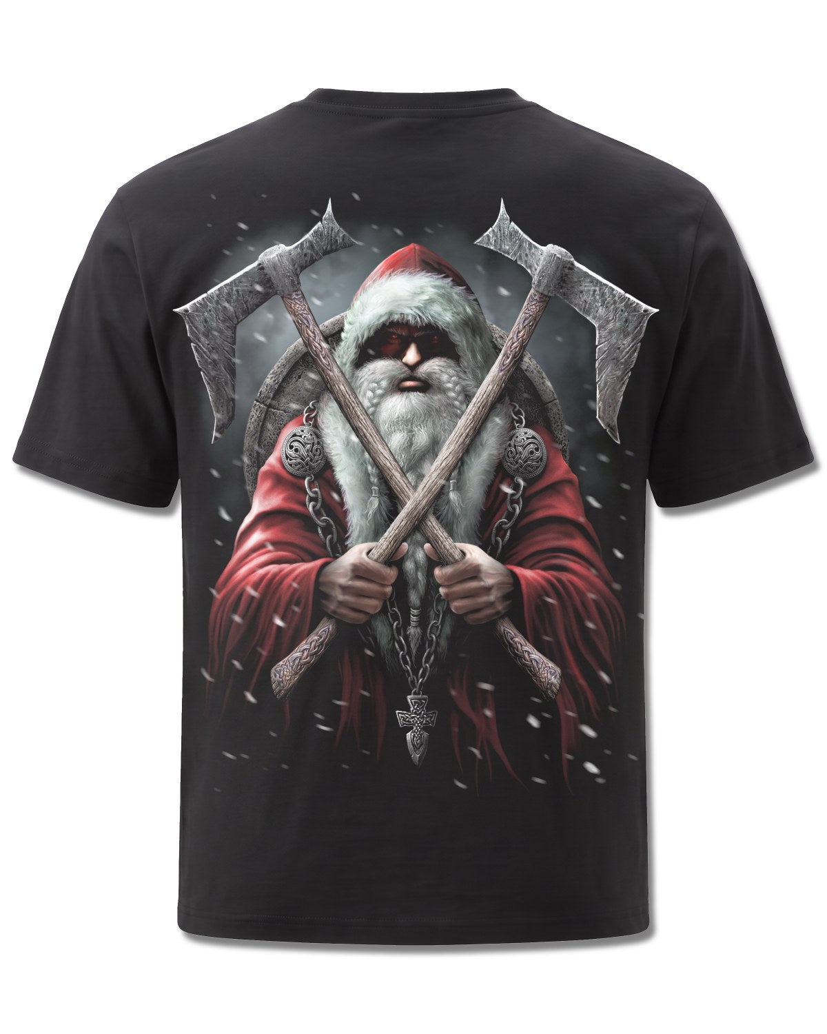 Spiral Sleigher design, back view on Black M101, Rock Off Retail official merch