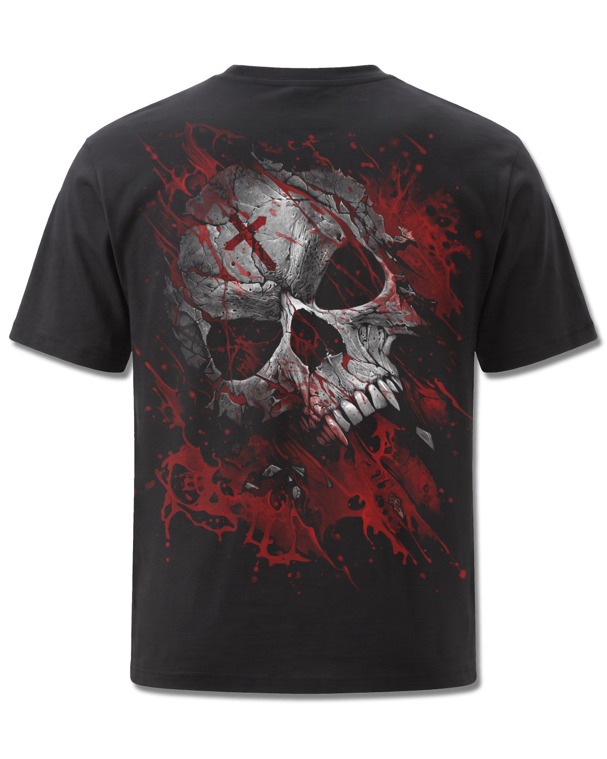 Spiral Pure Blood design, back view on Black M101, Rock Off Retail official merch