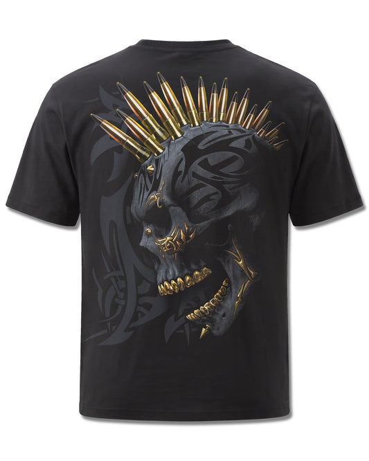 Spiral Black Gold design, back view on Black M101, Rock Off Retail official merch