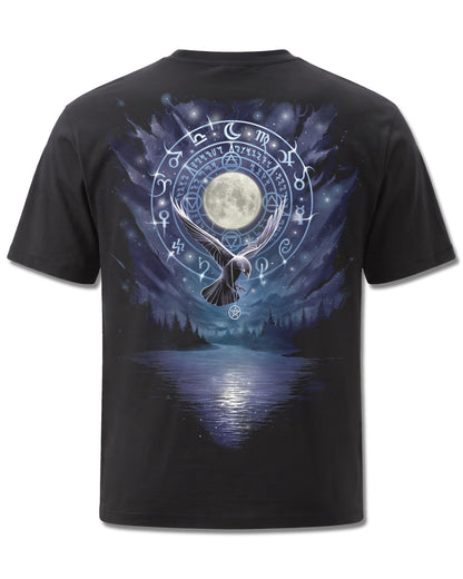 Spiral Witchcraft design, back view on Black M101, Rock Off Retail official merch