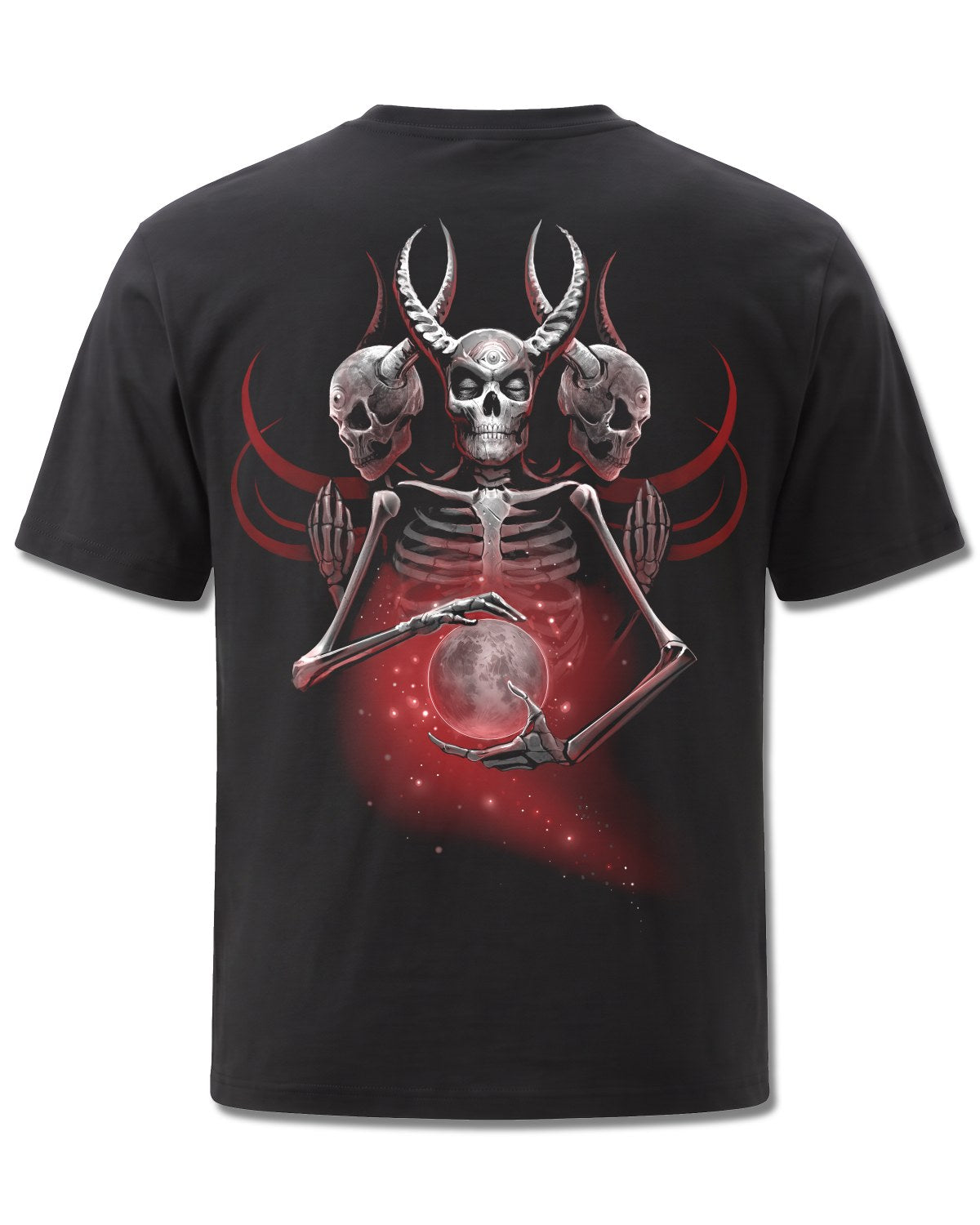 Spiral Third Eye Awakening design, back view on Black M101, Rock Off Retail official merch
