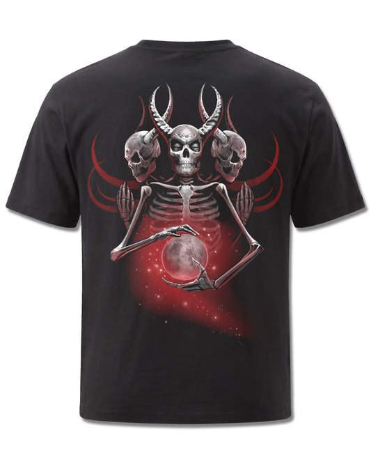 Spiral Third Eye Awakening design, back view on Black M101, Rock Off Retail official merch
