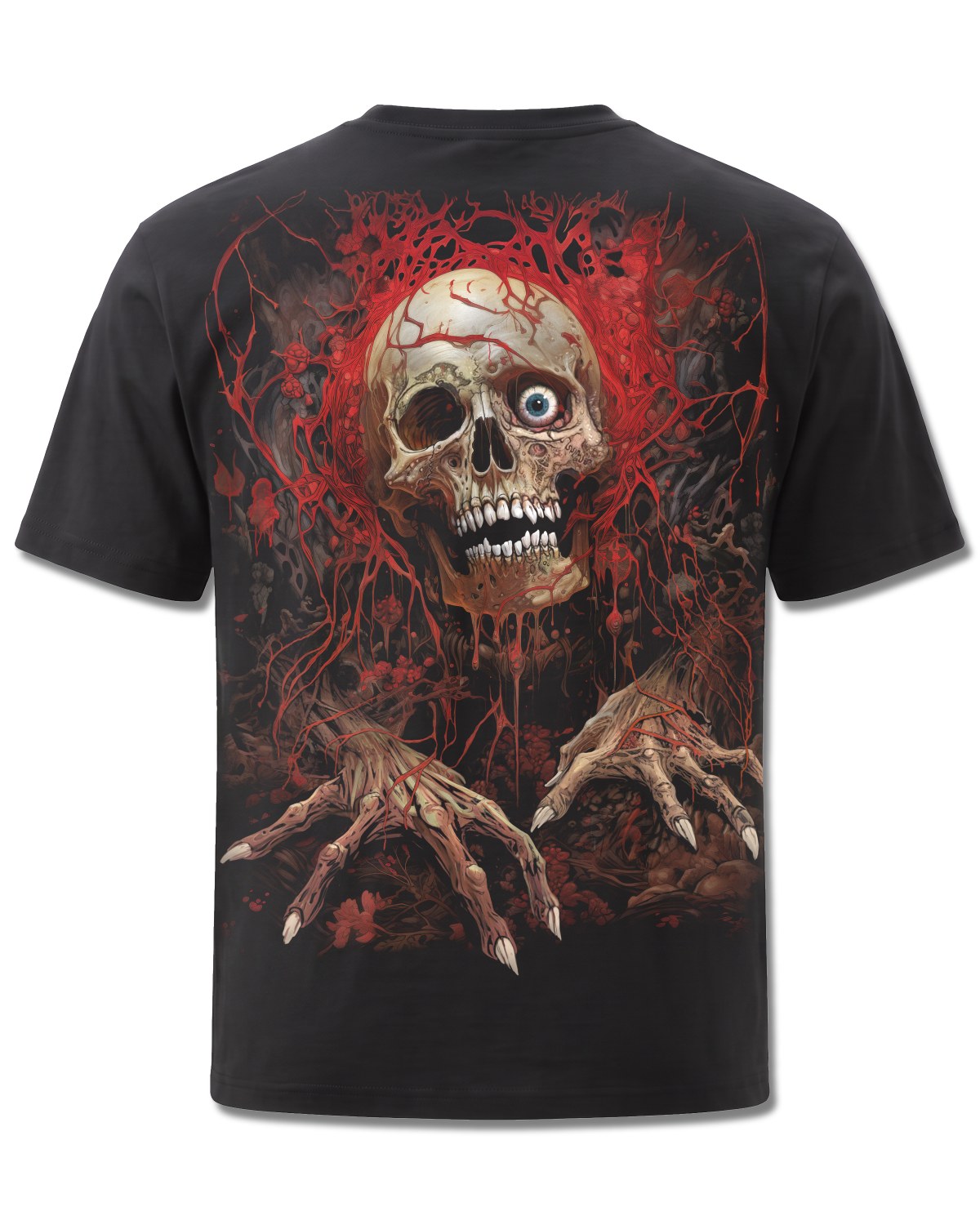 Spiral Creeping Curse design, back view on Black M101, Rock Off Retail official merch