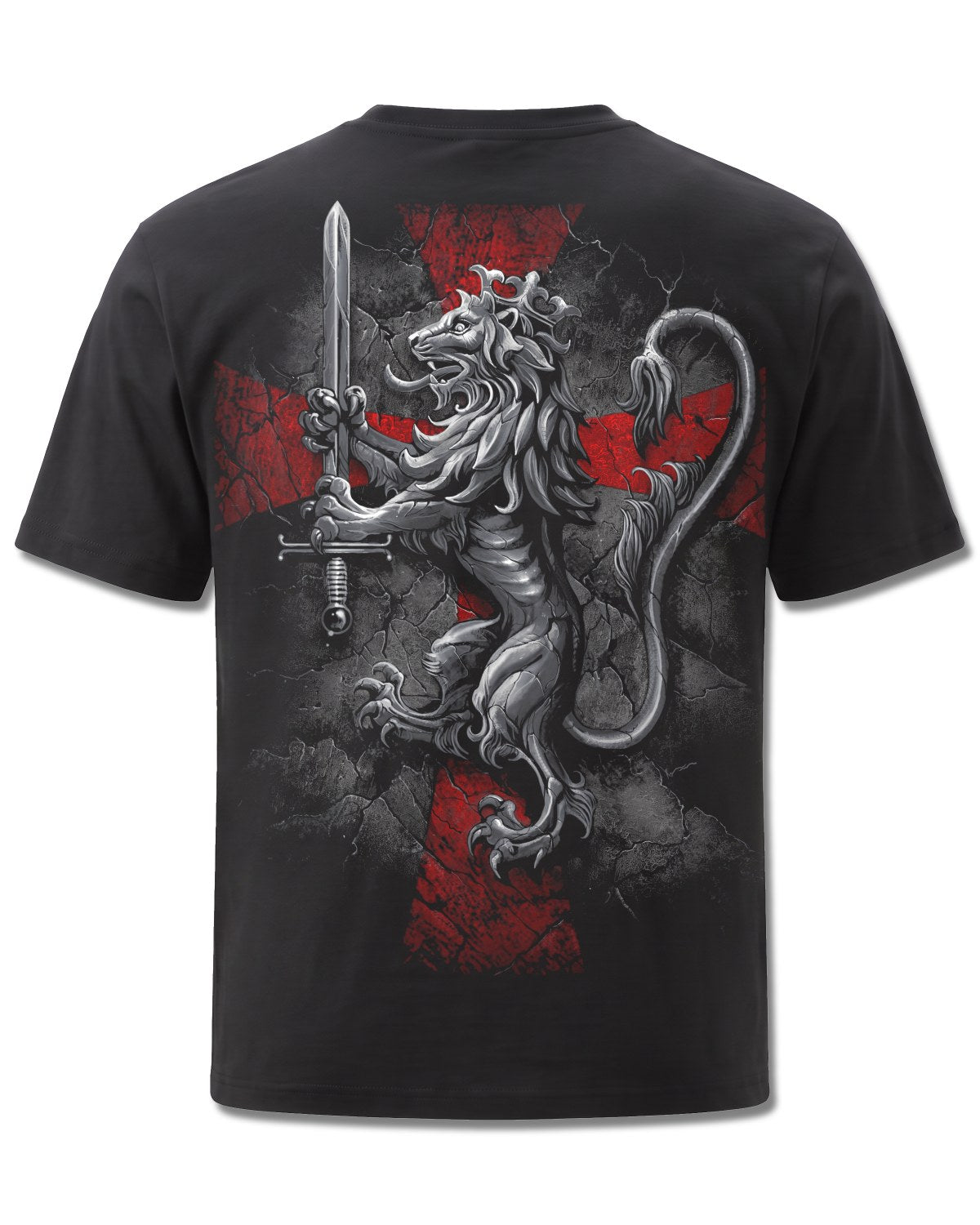 Spiral Valiant design, back view on Black M101, Rock Off Retail official merch