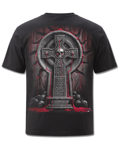 Spiral Bleeding Souls design, back view on Black M101, Rock Off Retail official merch