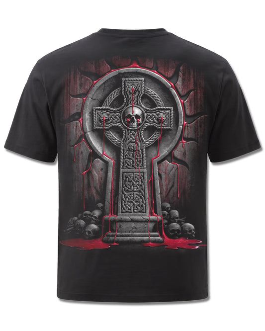 Spiral Bleeding Souls design, back view on Black M101, Rock Off Retail official merch