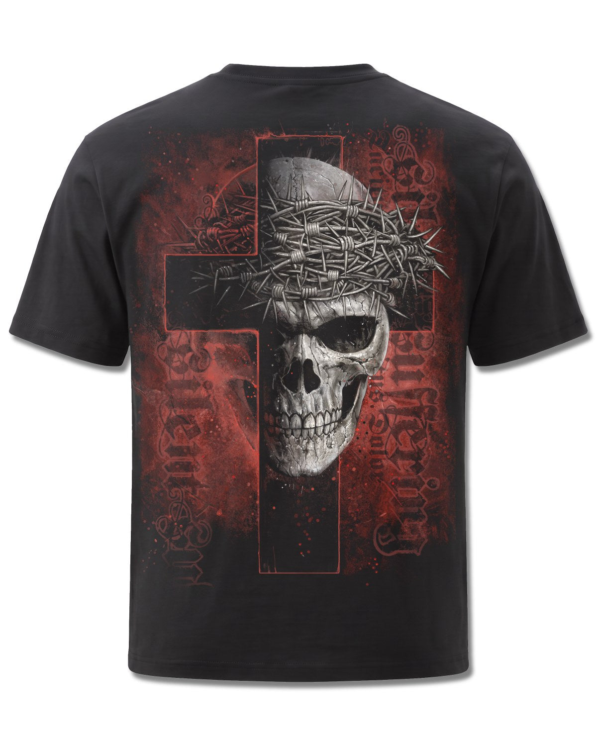 Spiral Silent Suffering design, back view on Black M101, Rock Off Retail official merch