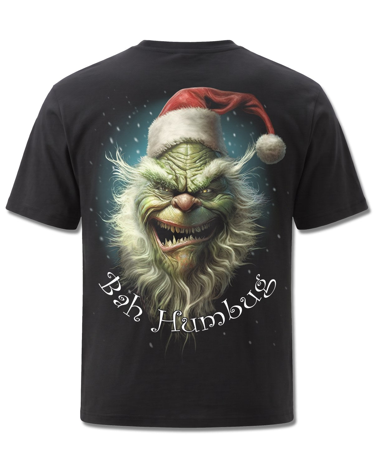Spiral Bah Humbug design, back view on Black M101, Rock Off Retail official merch