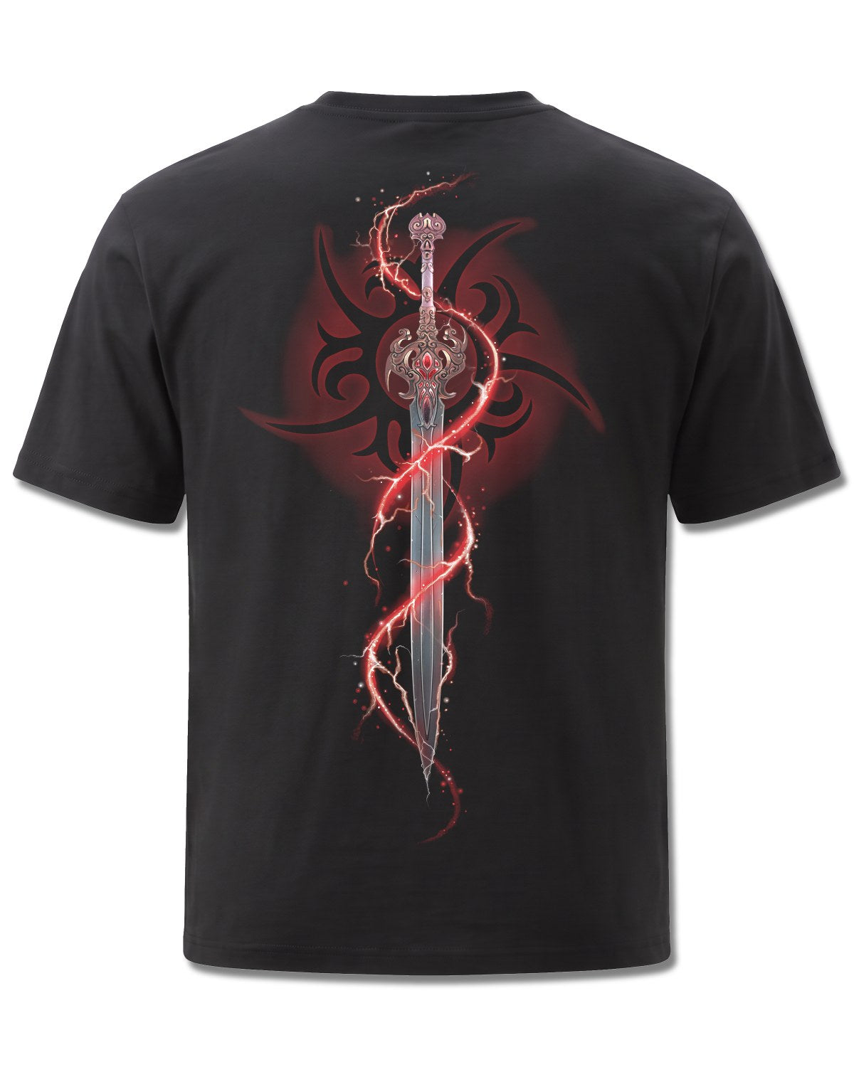 Spiral Takeo Blade design, back view on Black M101, Rock Off Retail official merch